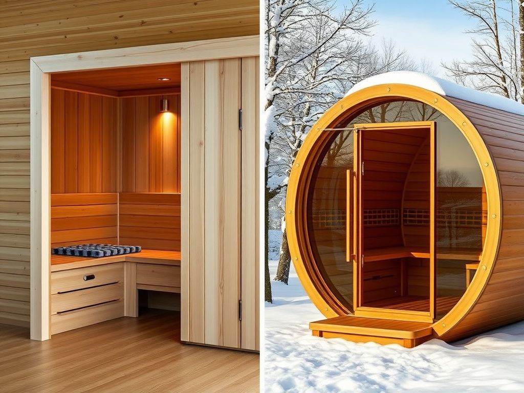 Finnleo sauna vs Harvia comparison showing Finnish sauna brands side by side