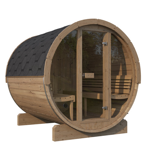 SaunaLife Model E8G Sauna Barrel Glass Front
