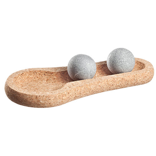 Sauna Massage Stones w/ Natural Cork Base, Spheres, 2 Pieces - main product view