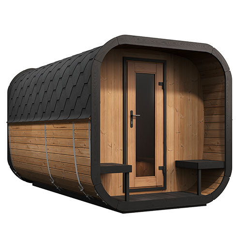 Luxury Backyard Sauna Layouts - Outdoor cube sauna for a backyard wellness build
