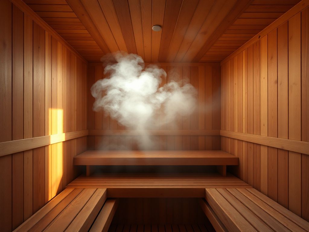 Sauna session illustrating thermal preconditioning for surgical recovery