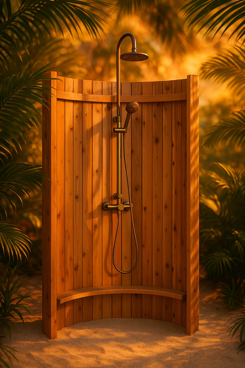 Sauna and Shower Layout Ideas - Outdoor shower for a backyard wellness space