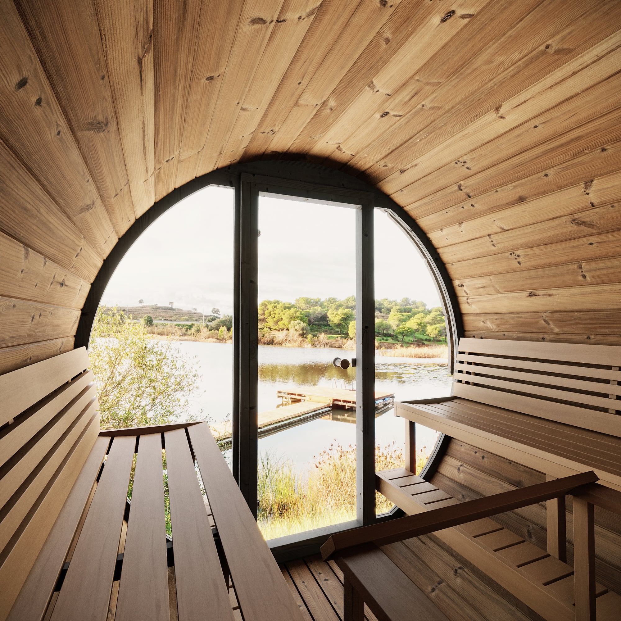 Saunalife EE8G - 6-Person ERGO-Series Barrel Sauna