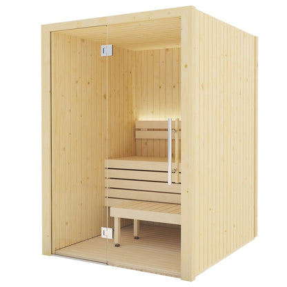 SaunaLife X2 cabin, angled view; heater sold separately