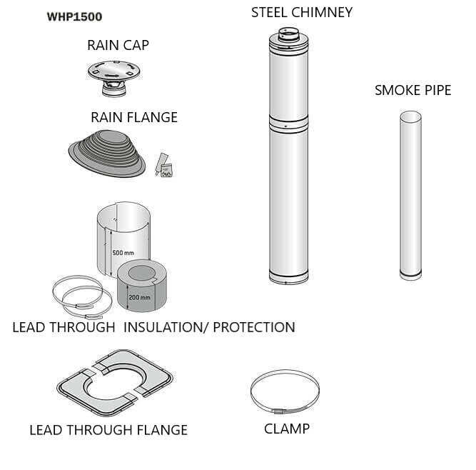 Sauna Wood Stove Chimney Kit, 1500mm, Stainless Steel - main product view