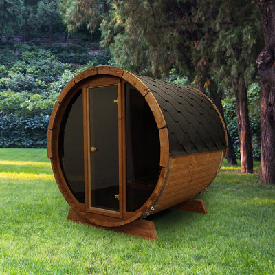 SaunaLife Model E7G Sauna Barrel Glass Front