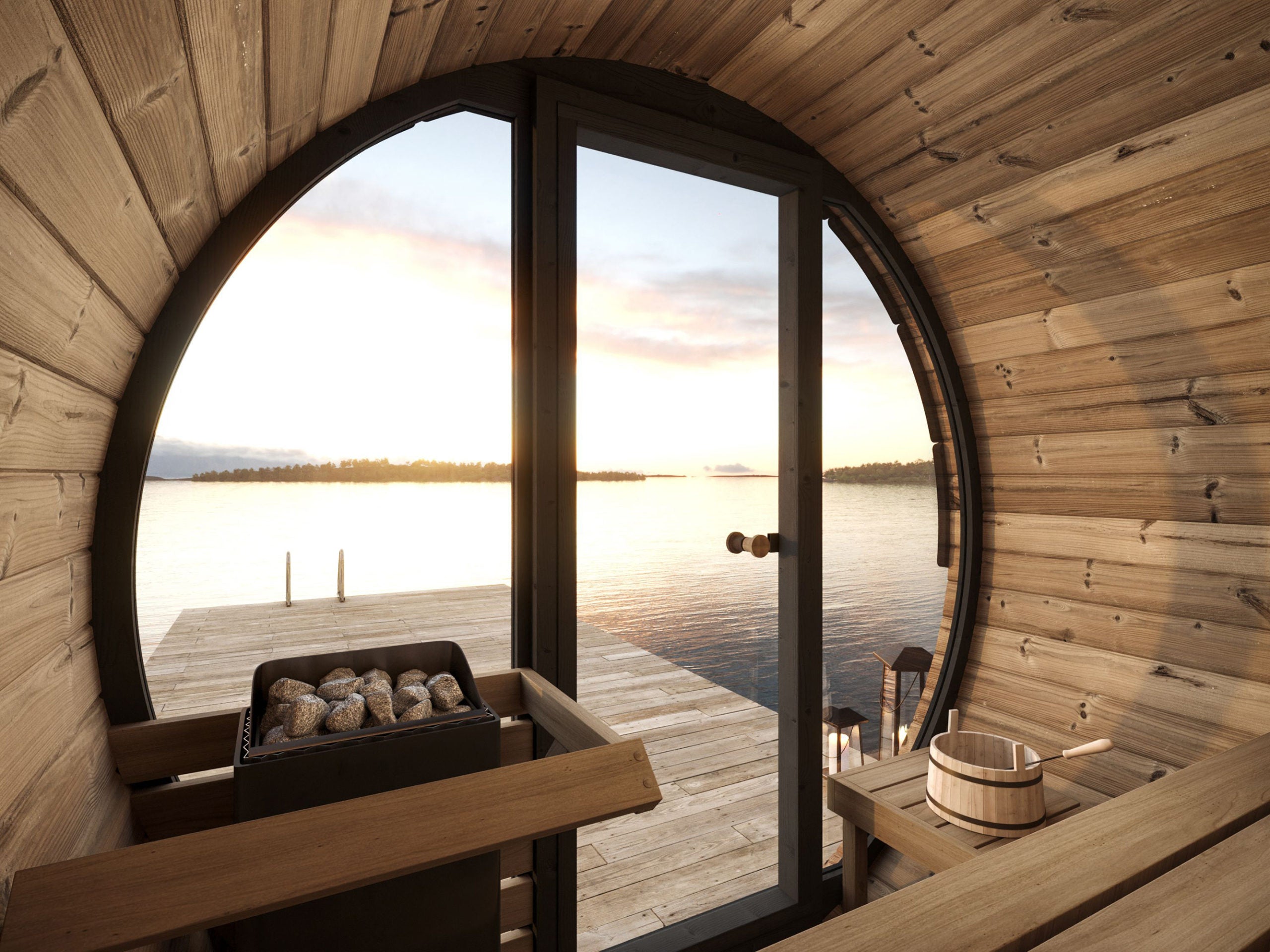 Saunalife EE6G - 4-Person ERGO-Series Barrel Sauna