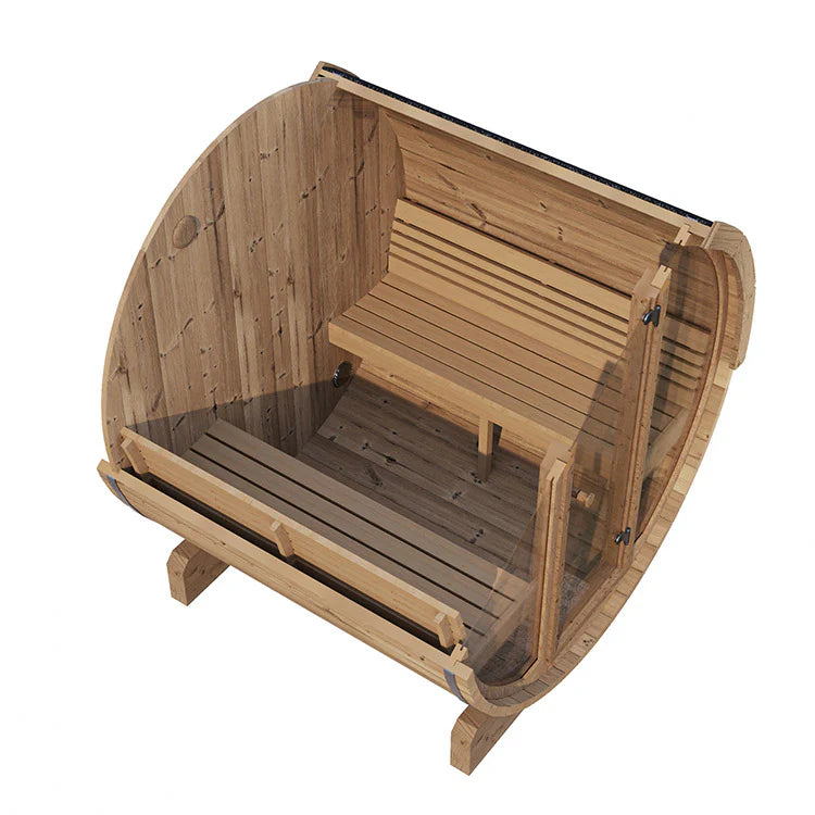 Saunalife E8G - 6 Person Barrel Sauna w/ Glass Front